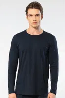 Lacivert Modal Pamuklu Bisiklet Yaka Erkek T-shirt Cacharel 2242 Lacivert