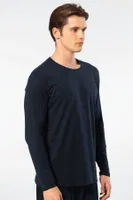 Lacivert Modal Pamuklu Bisiklet Yaka Erkek T-shirt Cacharel 2242 Lacivert farklı açı