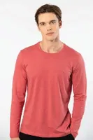 Uzun Kollu Modal Pamuk Bisiklet Yaka Erkek T-shirt Cacharel 2242 Mercan farklı açı