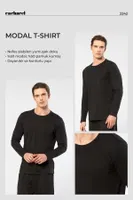 Bisiklet Yaka Modal Pamuk Erkek T-shirt Cacharel 2242 Siyah detay görünüm