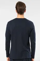 V Yaka Uzun Kollu Modal Pamuklu Erkek T-shirt Cacharel 2243 Lacivert farklı açı