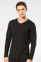 V Yaka Modal Pamuklu Erkek T-shirt Cacharel 2243 Siyah