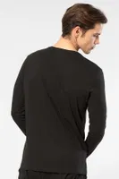 V Yaka Modal Pamuklu Erkek T-shirt Cacharel 2243 Siyah görsel 4