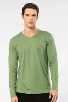 Modal Pamuklu V Yaka Erkek T-shirt Cacharel 2243 Yeşil