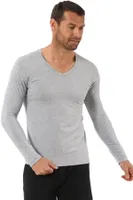 Erkek Penye Likralı Pamuklu V Yaka Uzun Kol T-Shirt Özkan 0274 Gri görsel 8