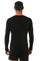 Erkek Penye Likralı Pamuklu V Yaka Uzun Kol T-Shirt Özkan 0274 Siyah detay görünüm