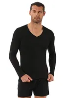 Erkek Penye Likralı Pamuklu V Yaka Uzun Kol T-Shirt Özkan 0274 Siyah görsel 4