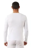 Erkek Penye Likralı Pamuklu V Yaka Uzun Kol T-Shirt Özkan 0274 Beyaz görsel 6