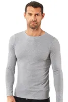 Erkek Penye Likralı Pamuklu Yuvarlak Yaka Uzun Kol T-Shirt Fanila Özkan 0266 Gri görsel 7