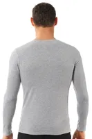 Erkek Penye Likralı Pamuklu Yuvarlak Yaka Uzun Kol T-Shirt Fanila Özkan 0266 Gri görsel 8