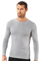 Erkek Penye Likralı Pamuklu Yuvarlak Yaka Uzun Kol T-Shirt Fanila Özkan 0266 Gri görsel 9