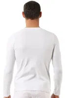 Erkek Penye Likralı Pamuklu Yuvarlak Yaka Uzun Kol T-Shirt Fanila Özkan 0266 Beyaz detay görünüm