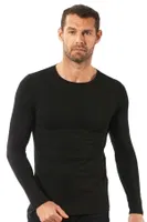 Erkek Penye Likralı Pamuklu Yuvarlak Yaka Uzun Kol T-Shirt Fanila Özkan 0266 Siyah görsel 4