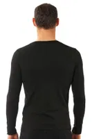 Erkek Penye Likralı Pamuklu Yuvarlak Yaka Uzun Kol T-Shirt Fanila Özkan 0266 Siyah görsel 5