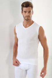 Arma Yıldız Erkek Ribana Beyaz V Yaka Kolsuz Atlet Arma Yıldız 1115