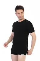 Erkek Ribana Bisiklet Yaka Siyah Fanila Çift Kaplan 841 Siyah detay görünüm