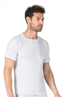 Erkek Ribana Esnek Rahat Kapalı Yaka Yarım Kol Atlet Fanila Özkan 0116 Beyaz görsel 4