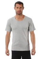 Erkek Ribana Pamuklu Esnek Rahat Geniş Yaka Kısa Kollu Fanila T-Shirt Özkan 0115 - 3 ADET Gri görsel 8