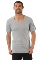 Erkek Ribana Pamuklu Esnek Rahat Geniş Yaka Kısa Kollu Fanila T-Shirt Özkan 0115 - 3 ADET Gri görsel 10