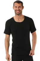 Erkek Ribana Pamuklu Esnek Rahat Geniş Yaka Kısa Kollu Fanila T-Shirt Özkan 0115 - 3 ADET Siyah görsel 5