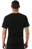 Erkek Ribana Pamuklu Esnek Rahat Geniş Yaka Kısa Kollu Fanila T-Shirt Özkan 0115 - 3 ADET Siyah görsel 6