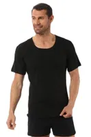 Erkek Ribana Pamuklu Esnek Rahat Geniş Yaka Kısa Kollu Fanila T-Shirt Özkan 0115 - 3 ADET Siyah görsel 7