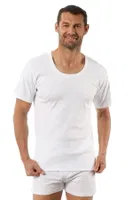 Erkek Ribana Pamuklu Esnek Rahat Geniş Yaka Kısa Kollu Fanila T-Shirt Özkan 0115 - 3 ADET Beyaz