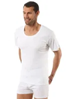 Erkek Ribana Pamuklu Esnek Rahat Geniş Yaka Kısa Kollu Fanila T-Shirt Özkan 0115 - 3 ADET Beyaz görsel 4