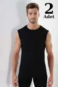 Erkek Ribana Siyah Yuvarlak Yaka Kolsuz Atlet 2'li Paket Arma Yıldız 1110 - 2 ADET