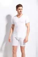 Erkek Ribana V Yaka Beyaz T-shirt %100 Pamuklu Premium Kalite Kolcu 1220 Beyaz detay görünüm