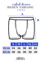 Erkek Siyah Likralı Boxer 6lı Paket Arma Yıldız 1144 - 6 ADET Siyah farklı açı