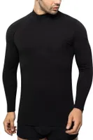 Erkek T-shirt Balıkçı Yaka Likralı Uzun Kol %96 Pamuk ÖTS 1712 - 6 ADET Siyah