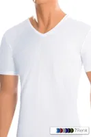 Erkek T-shirt Modal V Yaka Renk Seçenekleri ÖTS 1623 Beyaz