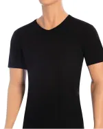 Erkek T-shirt Modal V Yaka Renk Seçenekleri ÖTS 1623 Siyah görsel 4