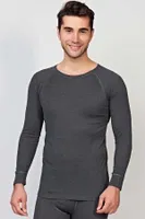 Erkek Termal Geniş Yaka Reglan Uzun Kol İçlik T-Shirt Goldenbay 8565 Gri