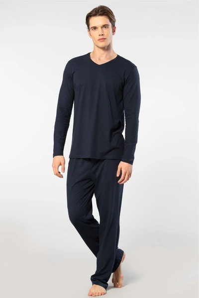 Lacivert Modal Uzun Kollu Erkek Pijama Takımı Cacharel 2237
