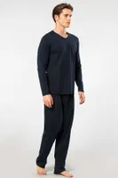 Lacivert Modal Uzun Kollu Erkek Pijama Takımı Cacharel 2237 Lacivert detay görünüm