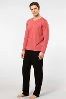Uzun Kollu Modal Erkek Pijama Takımı Cacharel 2237 Mercan
