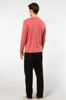 Uzun Kollu Modal Erkek Pijama Takımı Cacharel 2237 Mercan farklı açı