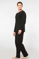 Modal Siyah Uzun Kollu Erkek Pijama Takımı Cacharel 2237 Siyah detay görünüm