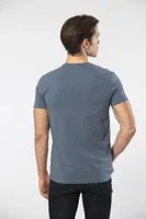 Kısa Kollu V Yaka Likralı Erkek T-shirt 1332 Mavi1 farklı açı
