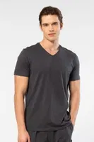 V Yaka Rahat Kesim Erkek T-shirt Cacharel 2170 Antrasit