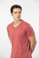V Yaka Kısa Kollu Erkek T-shirt Cacharel 2170 detay görünüm