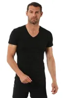 Erkek V Yaka Yarım Kol Pamuklu T-Shirt Fanila Özkan 0273 Siyah görsel 8