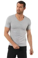 Erkek V Yaka Yarım Kol Pamuklu T-Shirt Fanila Özkan 0273 Gri görsel 5