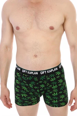 Çift Kaplan Erkek Yeşil Yaprak Desenli Dijital Boxer Çift Kaplan 796