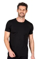 Erkek Yuvarlak Simit Yaka Pamuklu Modal T-Shirt Fanila Özkan 11144 Siyah görsel 4