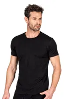 Erkek Yuvarlak Simit Yaka Pamuklu Modal T-Shirt Fanila Özkan 11144 Siyah görsel 6