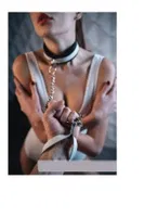 Fantezi Boyunluk Harness Tasma Zinciri 6037 Beyaz detay görünüm