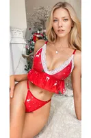 Fantezi Kırmızı Seksi Yılbaşı Kostümü NightLight 3696 Kırmızı farklı açı